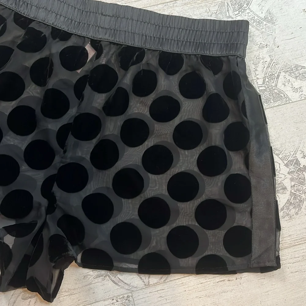 Victorias Secret Black Sheer Satin and Velvet Polka Dot Shorts Size Large